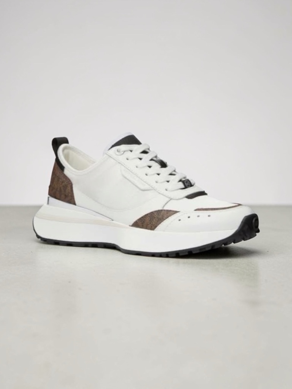 MICHAEL Michael Kors White and Brown Platform Sneakers